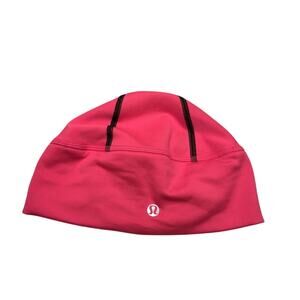 Lululemon Beanie Womens One Size Pink Run for It All Ponytail Hole Reflective
